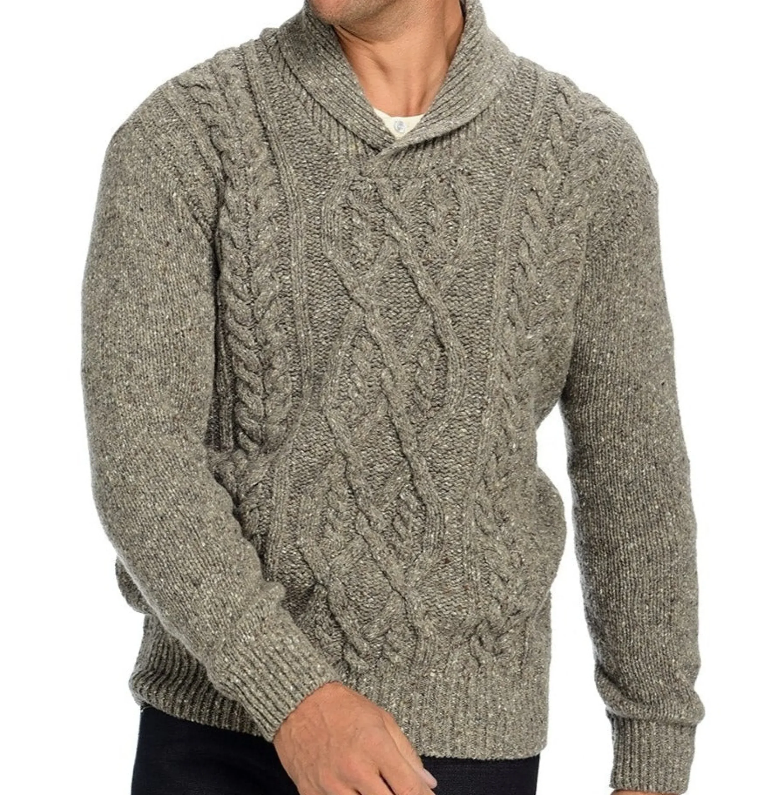 Irelandseye Knitted Clonard Shawl Collar Cable Pullover>J. W. Hulme Co Outlet